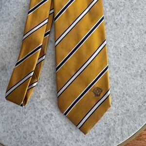Authentic Versace Yellow and Black Striped Silk Tie